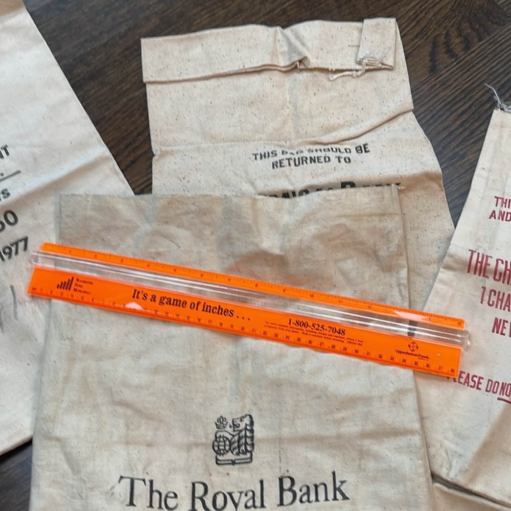 VINTAGE CANVAS BANK COIN BAG pricing on individual/ group of bags have many more